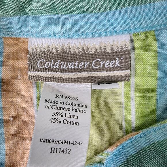 Coldwater Creek Shirt Womens Size XL Linen Button Front Striped Yellow Pastel - Picture 7 of 10